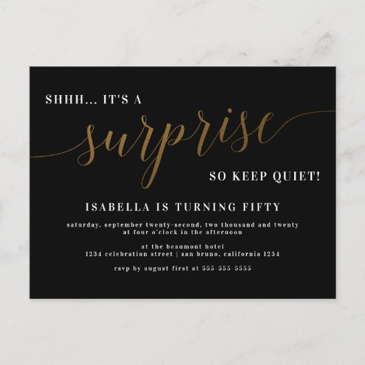 Vertrouwelijke feestdag in modern zwart-wit en Gol Uitnodiging Briefkaart (Voorkant)