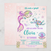 Vertrouwelijke feestdagen voor zeemeermin en schil kaart (Voorkant / Achterkant)