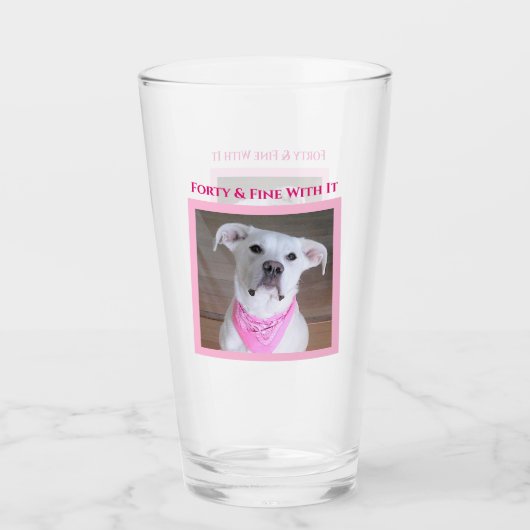 Vertrouwelijke hond met zielend oog 40 roze glas (Voorkant)