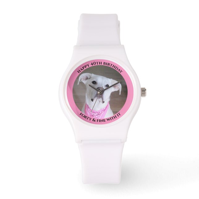Vertrouwelijke hond met zielend oog 40 roze horloge (Voorkant)