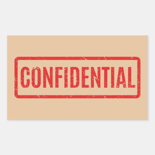 Vertrouwelijke rechthoekige stempel met stempel rechthoekige sticker (Voorkant)