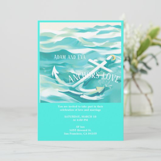 Vertrouwelijke uitnodiging Anchor of love in a mar (Staand voorkant)