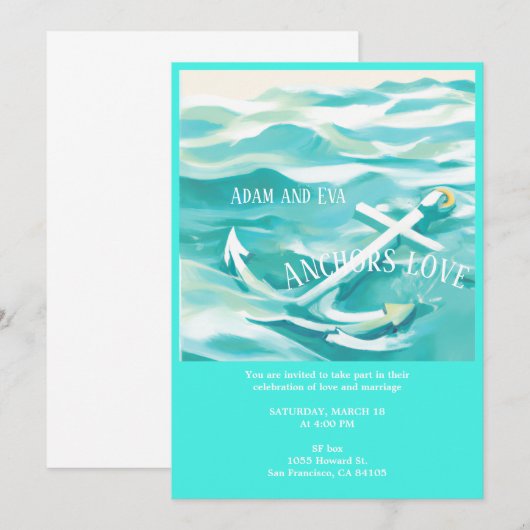 Vertrouwelijke uitnodiging Anchor of love in a mar (Voorkant / Achterkant)