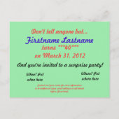 Vertrouwelijke verjaardagsuitnodiging uitnodiging briefkaart (Achterkant)