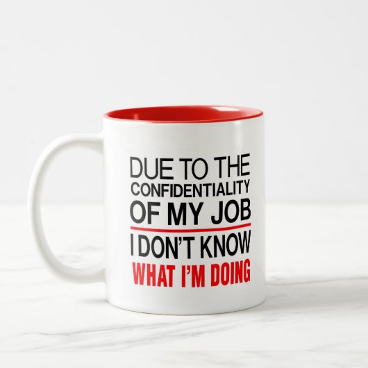 VERTROUWELIJKHEID JOB-FUNNY MUG TWEEKLEURIGE KOFFIEMOK (Links)