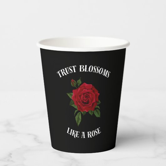 Vertrouwen bloeit als een roos papieren bekers (Achterkant)