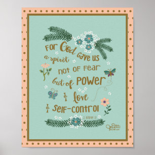 Vertrouwen boven Angstscripts 2 Timothy Mint Peach Poster
