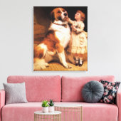 Vertrouwen door Charles Burton Barber, Sint-Bernar Canvas Afdruk (Insitu (Woonkamer))
