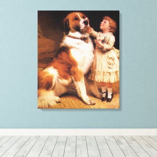Vertrouwen door Charles Burton Barber, Sint-Bernar Canvas Afdruk (Insitu (Houten vloer))