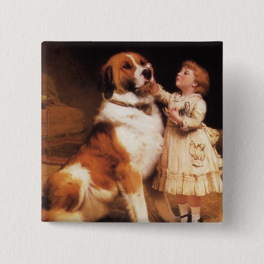 Vertrouwen door Charles Burton Barber, Sint-Bernar Vierkante Button 5,1 Cm (Voorkant)