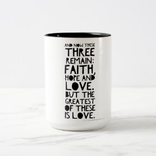 Vertrouwen, hoop en liefde tweekleurige koffiemok