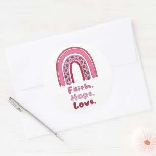 Vertrouwen, hoop, liefde motivatie roze boho regen ronde sticker