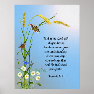Vertrouwen in de Heer met al je hart Bijbel Verse Poster