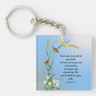 Vertrouwen in de Heer met al je hart Bijbel Verse Sleutelhanger
