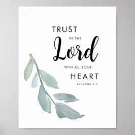 Vertrouwen in de Heer met al je Heart Green Leaves Poster