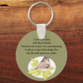 Vertrouwen in de Heer Schrift met Waterverf Bird Sleutelhanger (Voorkant)