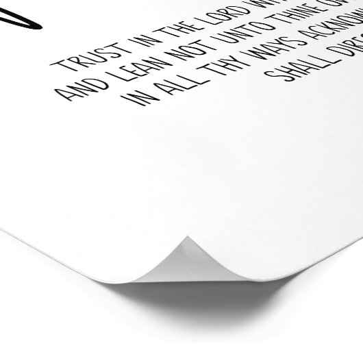 Vertrouwen in de Heer, spreekwoorden 3:5-6, modern Poster (Hoek)