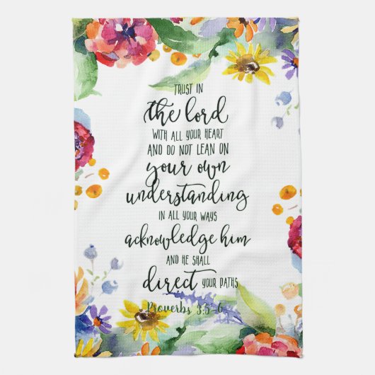 Vertrouwen in de Lord floral Theedoek (Verticaal)