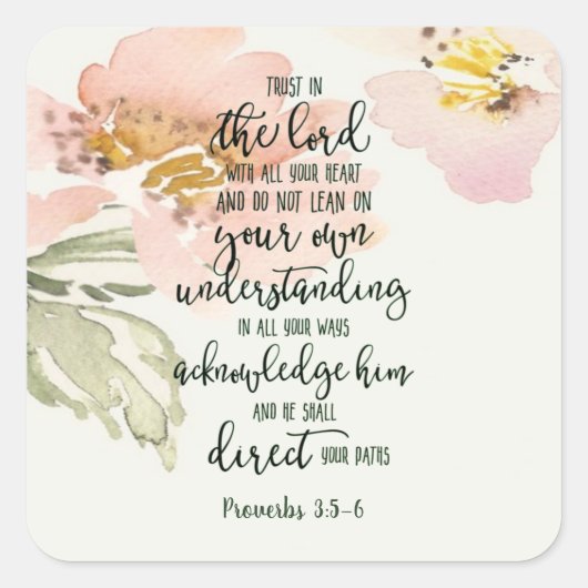 Vertrouwen in de Lord floral Vierkante Sticker (Voorkant)