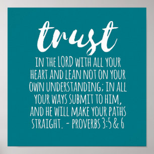 Vertrouwen in de Lord Proverbs 3:5-6 Poster