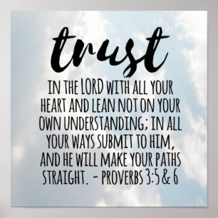 Vertrouwen in de Lord Proverbs 3:5-6 Poster