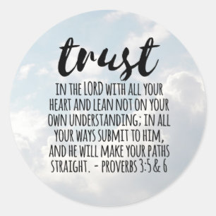 Vertrouwen in de Lord Proverbs 3:5-6 Ronde Sticker