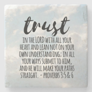 Vertrouwen in de Lord Proverbs 3:5-6 Stenen Onderzetter