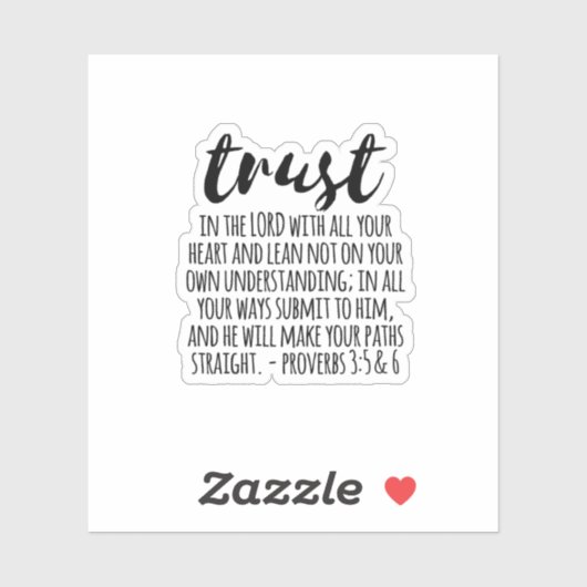 Vertrouwen in de Lord Proverbs 3:5-6 Sticker (Vel)