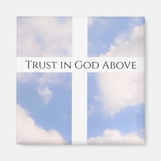 Vertrouwen in God Cross White en Blue Easter Magneet (Voorkant)