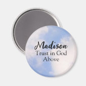 Vertrouwen in God Inspirerend Aangepaste Naam Blue Magneet (Voorkant / Achterkant)