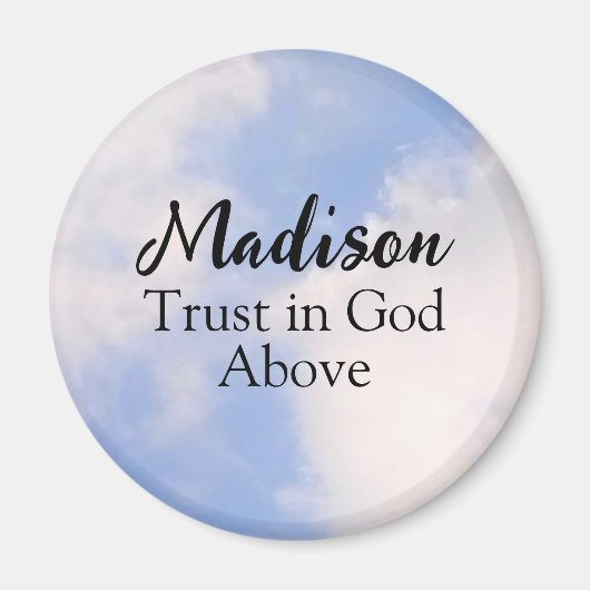 Vertrouwen in God Inspirerend Aangepaste Naam Blue Magneet (Voorkant)