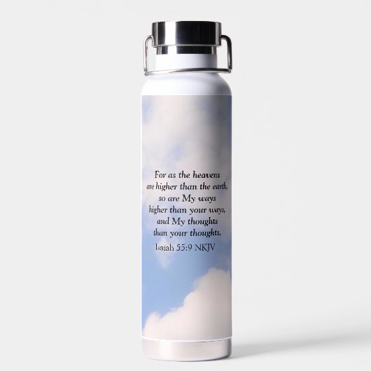 Vertrouwen in God Inspirerend Aangepaste Naam Blue Waterfles (Achterkant)