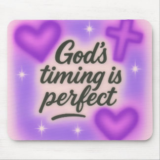 Vertrouwen in Gods timing paars y2k christelijk ge Muismat