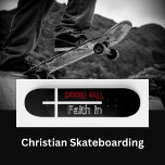 Vertrouwen in het Christelijk kruis van het bloed Persoonlijk Skateboard<br><div class="desc">Vertrouwen in het bloed. Een van onze Christelijke Skateboarder's Collectie. Rode,  zwarte en witte tekst met kruis. -gebruik "personaliseer het"Lusje om tekst of afbeelding te veranderen. Religieuze Skateboards.</div>