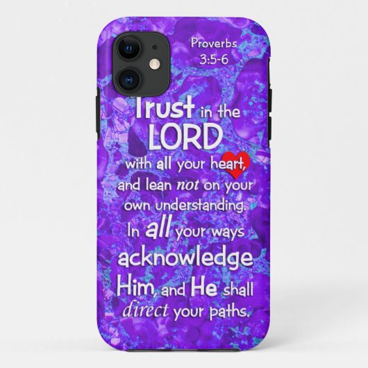 Vertrouwen in het Lord Proverbs 3:5-6 Christelijk Case-Mate iPhone Case (Achterkant)