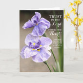Vertrouwen in het Lord Proverbs 3:5 Paars Iris Flo Kaart (Gele Bloem)