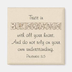 Vertrouwen in Jehovah...Schrift magneet ~ goud