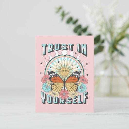 Vertrouwen in jezelf | Heelzon en vlinder Briefkaart (Staand voorkant)
