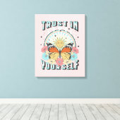 Vertrouwen in jezelf | Heelzon en vlinder Canvas Afdruk (Insitu (Houten vloer))