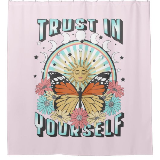 Vertrouwen in jezelf | Heelzon en vlinder Douchegordijn (Voorkant)