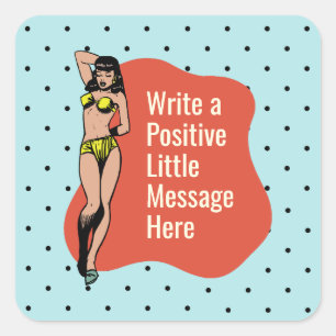 Vertrouwen in kleur: Retro Radiance Pinup Vierkante Sticker