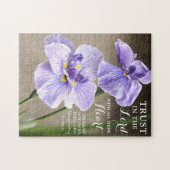 Vertrouwen in Lord Proverbs 3:5 Paarse Iris Floral Legpuzzel (Horizontaal)