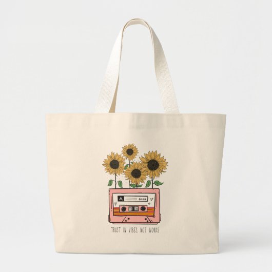 Vertrouwen in Vibe Boho Sunflower en Cattsette Grote Tote Bag (Voorkant)