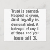 vertrouwen , loyaliteit , respect voor gezegde briefkaart (Voorkant)