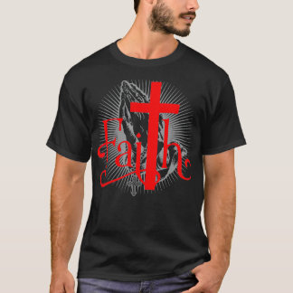 Vertrouwen met Christelijk kruis en handen bidden  T-shirt
