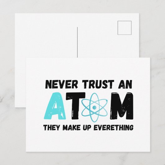 VERTROUWEN NOOIT EEN ATOM UITNODIGING BRIEFKAART (Voorkant / Achterkant)