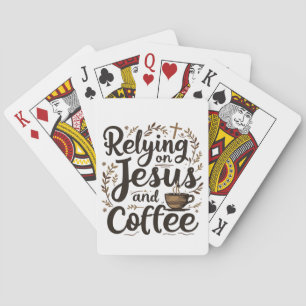 Vertrouwen op Jezus en koffie cafeïne minnaar Pokerkaarten