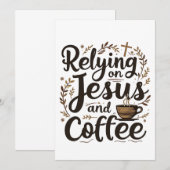 Vertrouwen op Jezus en koffie cafeïne minnaar Save The Date (Voorkant / Achterkant)