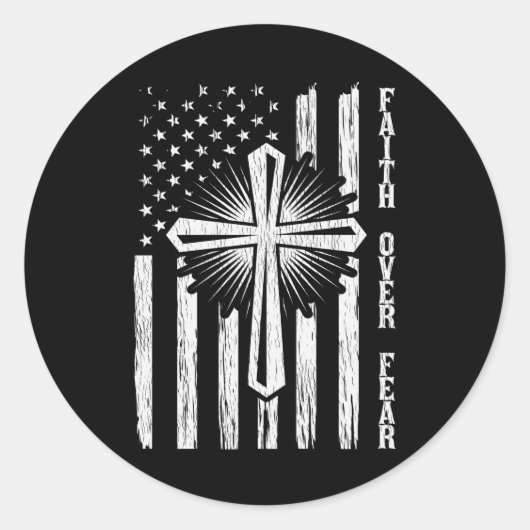 Vertrouwen over angst Amerikaanse trots Christelij Ronde Sticker (Voorkant)