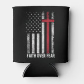 Vertrouwen over angst Amerikaanse vlag Christelijk Blikjeskoeler (Voorkant)